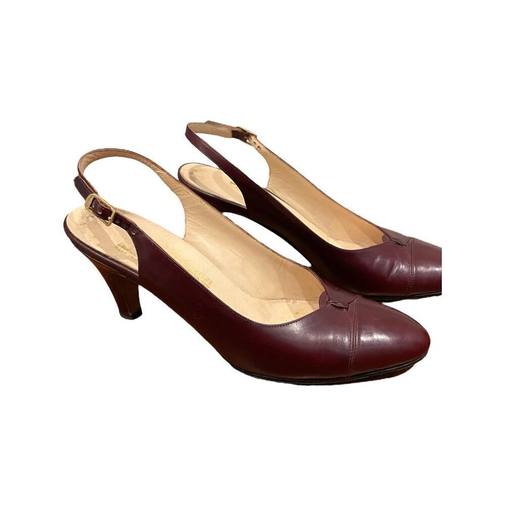 Vintage Salvatore Ferragamo Cesvan Burgundy‎ Wine Colored Slingback Heel Size 6 - Picture 5 of 9